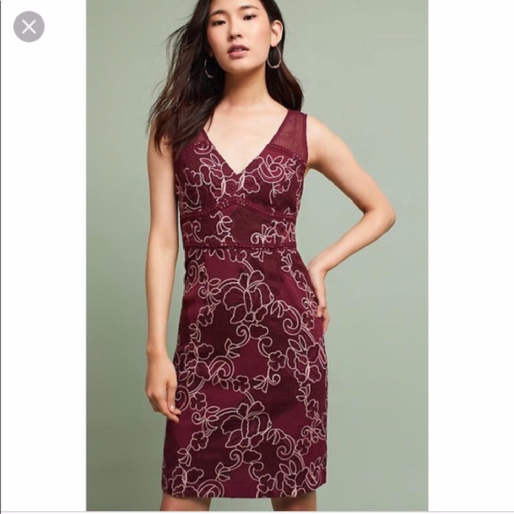 Anthro Burgundy Lace Dress